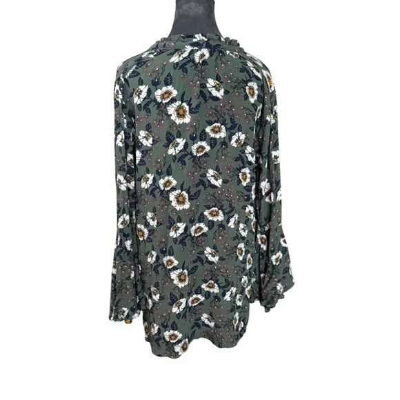Free People Magic Mystery Tunic Floral Bell Sleeve V-Neck Dress Size L - Picture 6 of 8